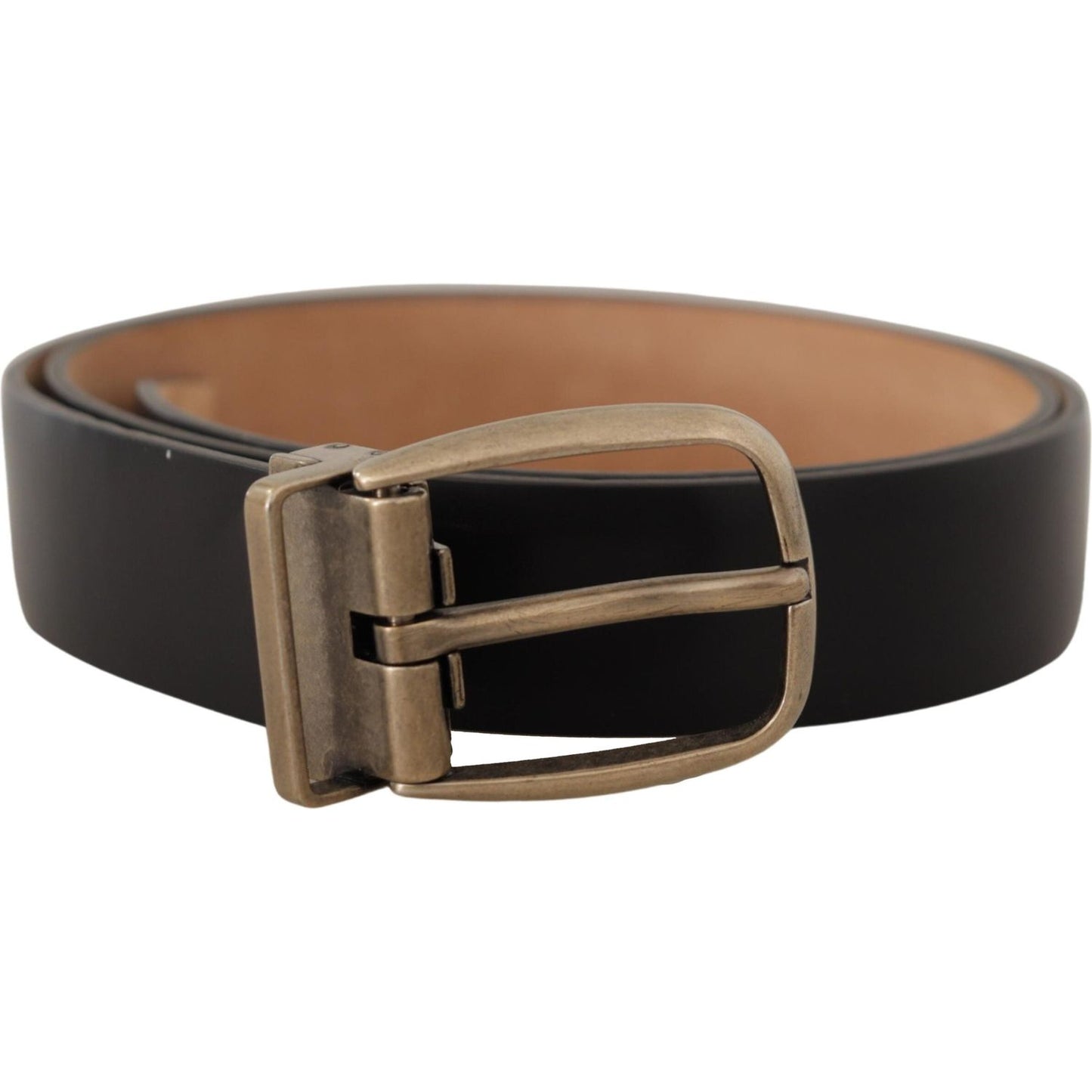 Dolce & Gabbana Black Brown Backend Leather Vintage Metal Buckle Belt Dolce & Gabbana