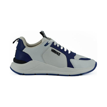 Versace Blue and White Calf Leather Sneakers Versace