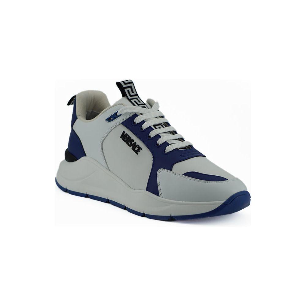 Versace Blue and White Calf Leather Sneakers Versace