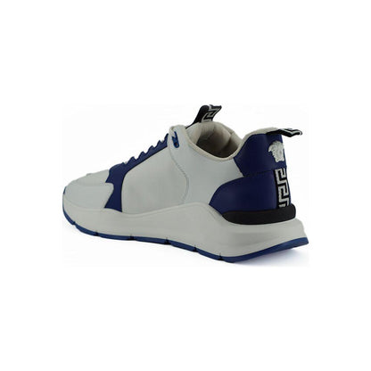 Versace Blue and White Calf Leather Sneakers Versace