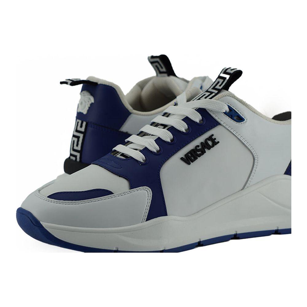 Versace Blue and White Calf Leather Sneakers Versace