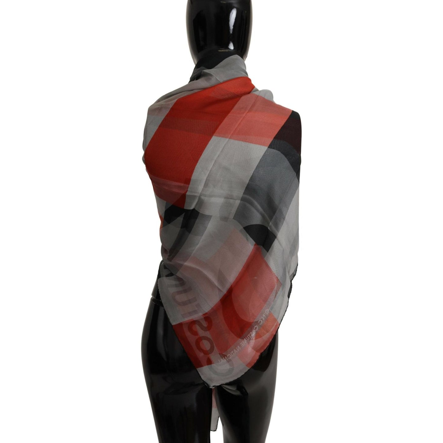 Costume National Gray Red Shawl Foulard Wrap Scarf Costume National