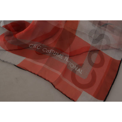 Costume National Gray Red Shawl Foulard Wrap Scarf Costume National