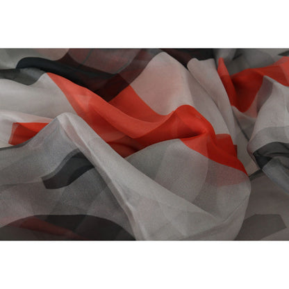 Costume National Gray Red Shawl Foulard Wrap Scarf Costume National