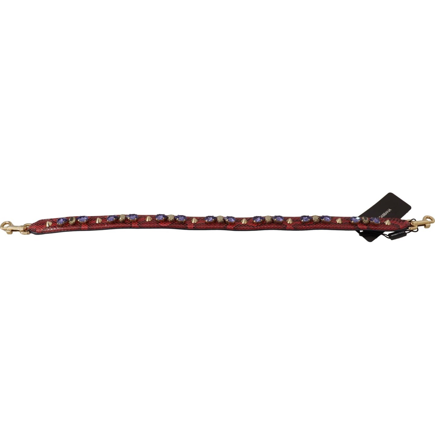 Dolce & Gabbana Red Exotic Leather Crystals Bag Shoulder Strap Dolce & Gabbana