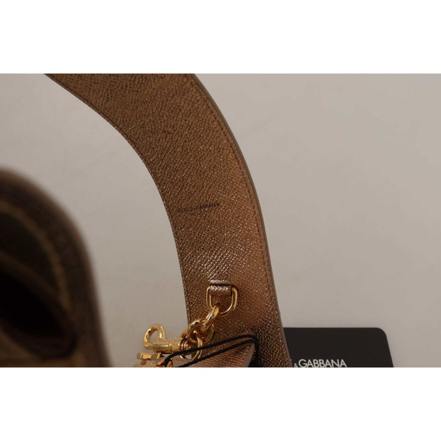 Dolce & Gabbana Gold Leather LOVE Patch Bag Shoulder Strap Dolce & Gabbana