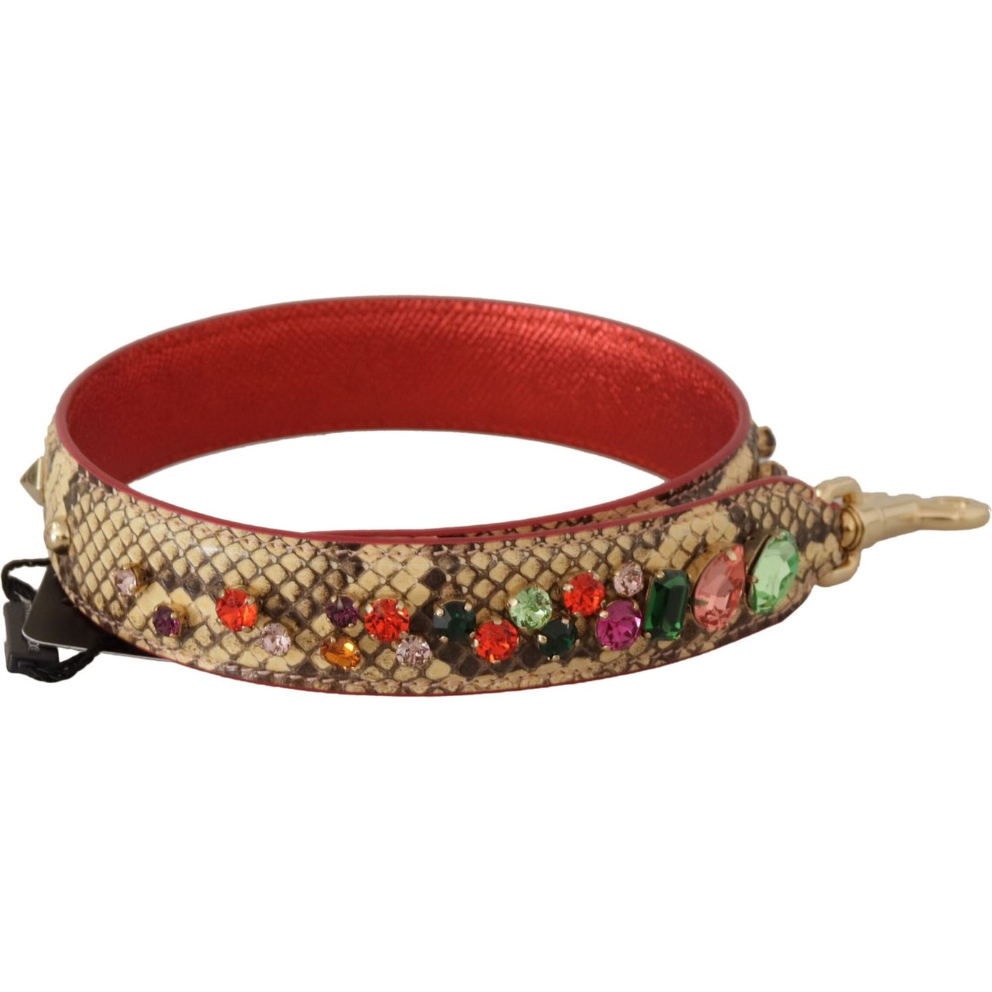 Dolce & Gabbana Beige Exotic Leather Crystals Shoulder Strap Dolce & Gabbana
