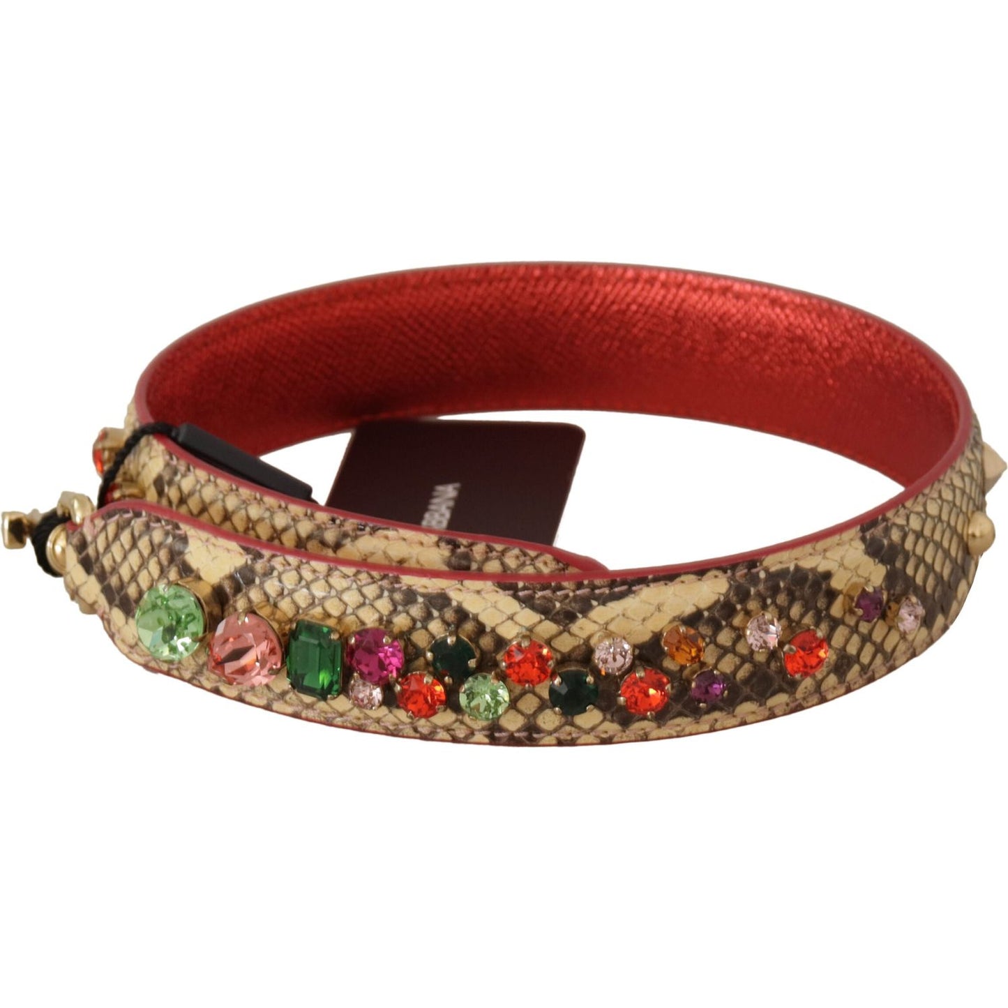 Dolce & Gabbana Beige Exotic Leather Crystals Shoulder Strap Dolce & Gabbana