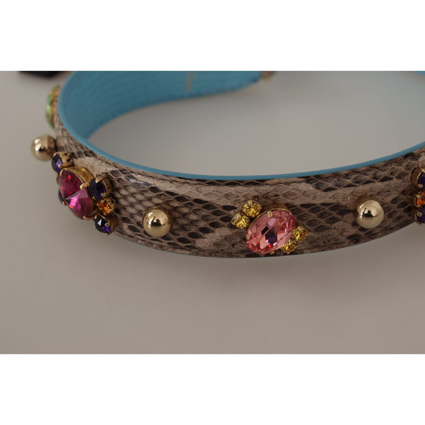 Dolce & Gabbana Brown Exotic Leather Crystals Shoulder Strap Dolce & Gabbana