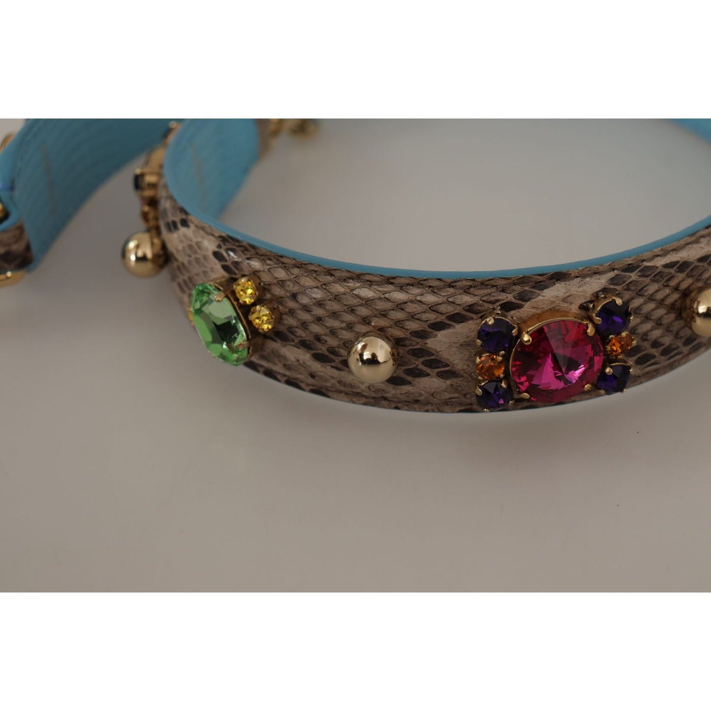 Dolce & Gabbana Brown Exotic Leather Crystals Shoulder Strap Dolce & Gabbana