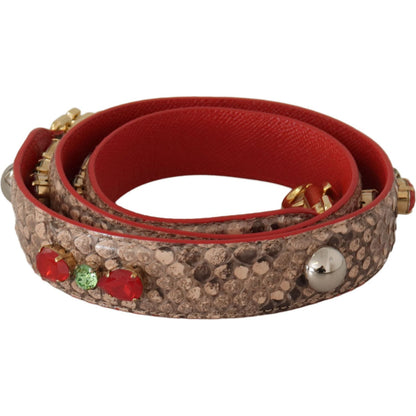 Dolce & Gabbana Brown Python Leather Crystals Shoulder Strap Dolce & Gabbana