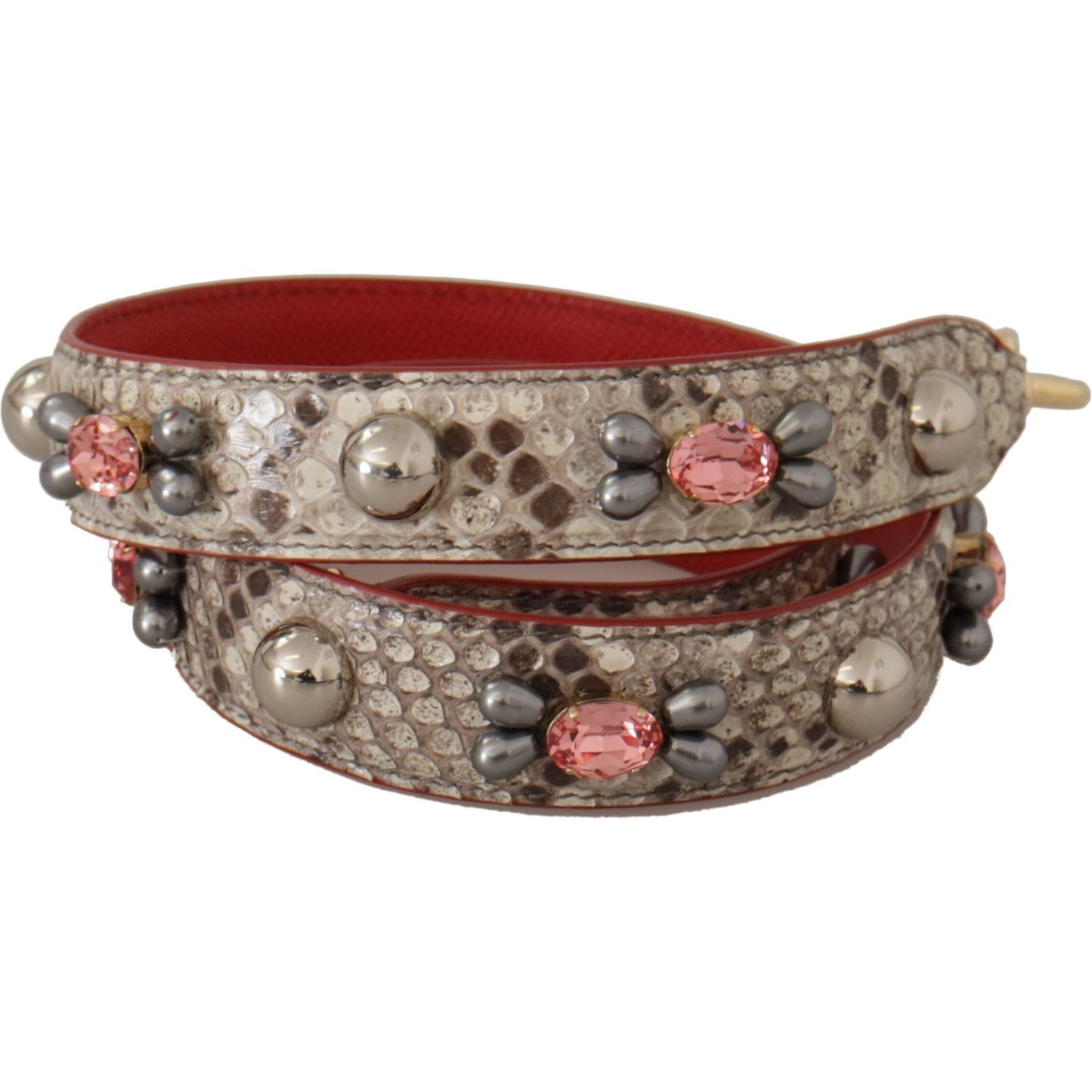 Dolce & Gabbana Beige Exotic Leather Studded Shoulder Strap Dolce & Gabbana