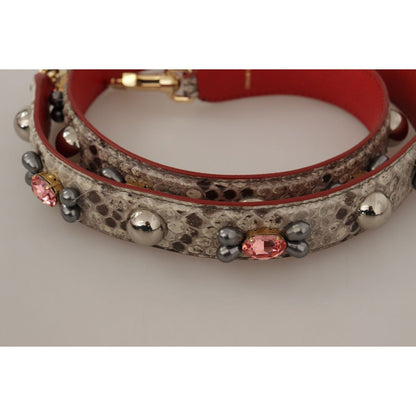 Dolce & Gabbana Beige Exotic Leather Studded Shoulder Strap Dolce & Gabbana