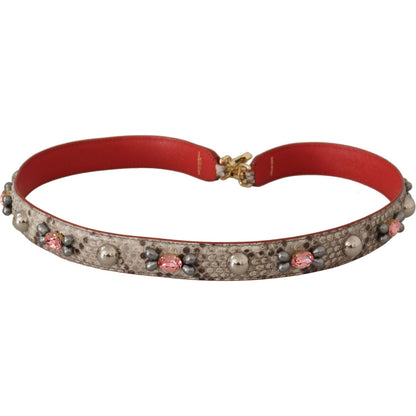 Dolce & Gabbana Beige Exotic Leather Studded Shoulder Strap Dolce & Gabbana