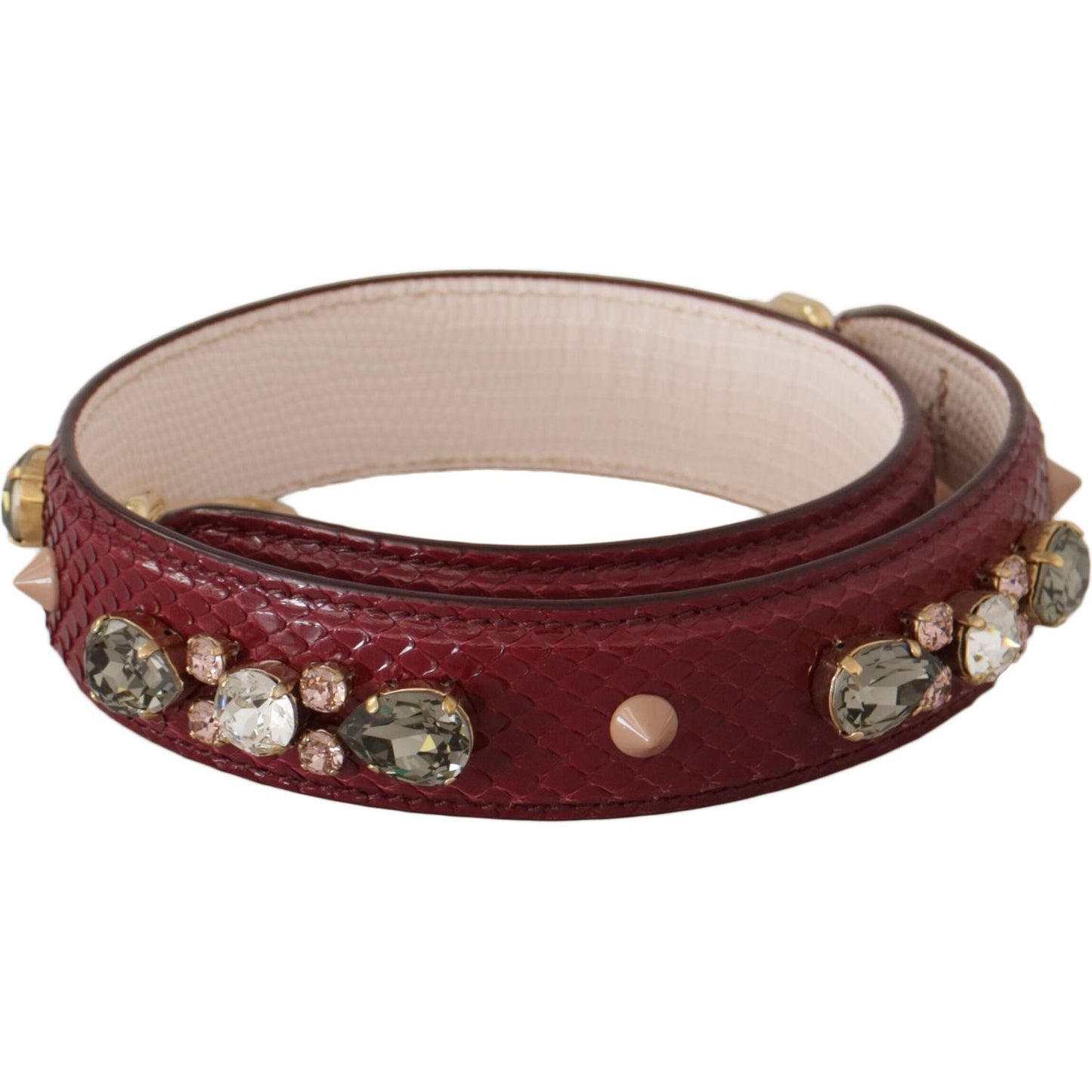 Dolce & Gabbana Bordeaux Leather Crystals Bag Shoulder Strap Dolce & Gabbana