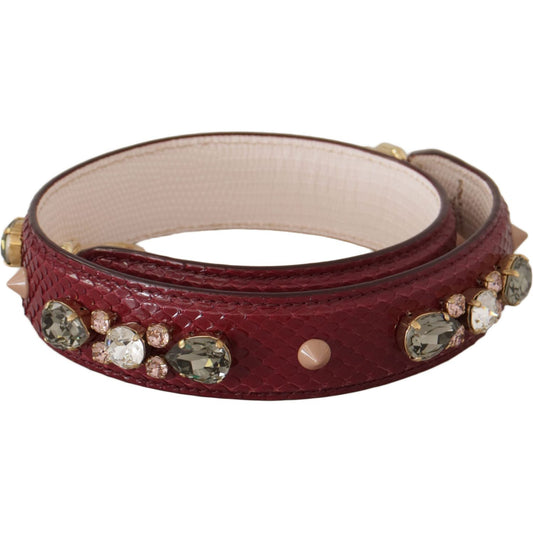 Dolce & Gabbana Bordeaux Leather Crystals Bag Shoulder Strap Dolce & Gabbana