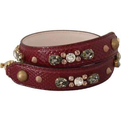 Dolce & Gabbana Bordeaux Leather Crystals Bag Shoulder Strap Dolce & Gabbana