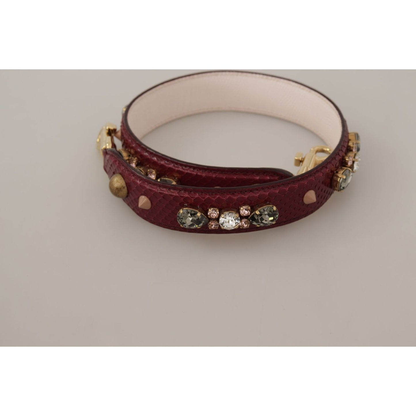 Dolce & Gabbana Bordeaux Leather Crystals Bag Shoulder Strap Dolce & Gabbana