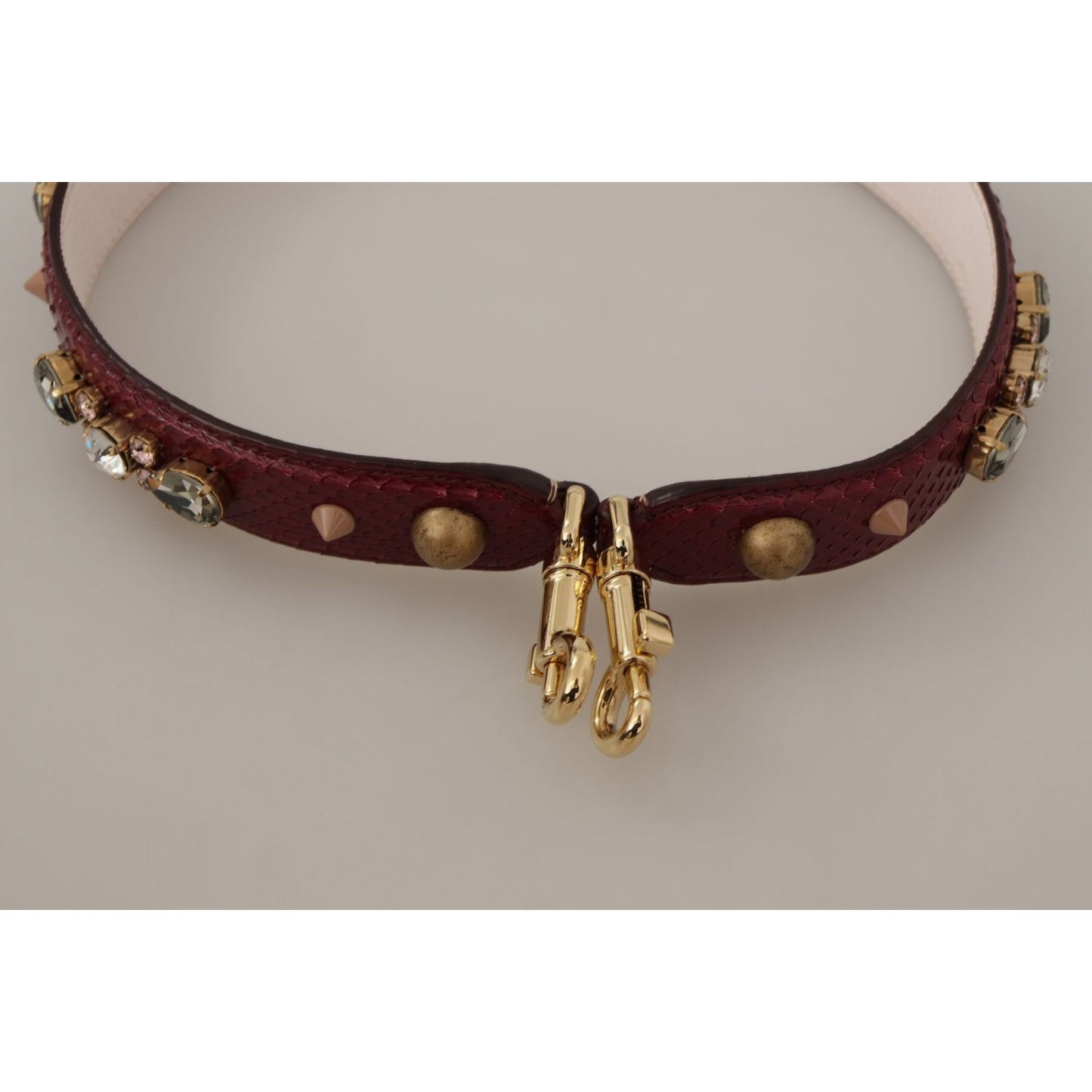 Dolce & Gabbana Bordeaux Leather Crystals Bag Shoulder Strap Dolce & Gabbana