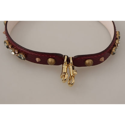 Dolce & Gabbana Bordeaux Leather Crystals Bag Shoulder Strap Dolce & Gabbana