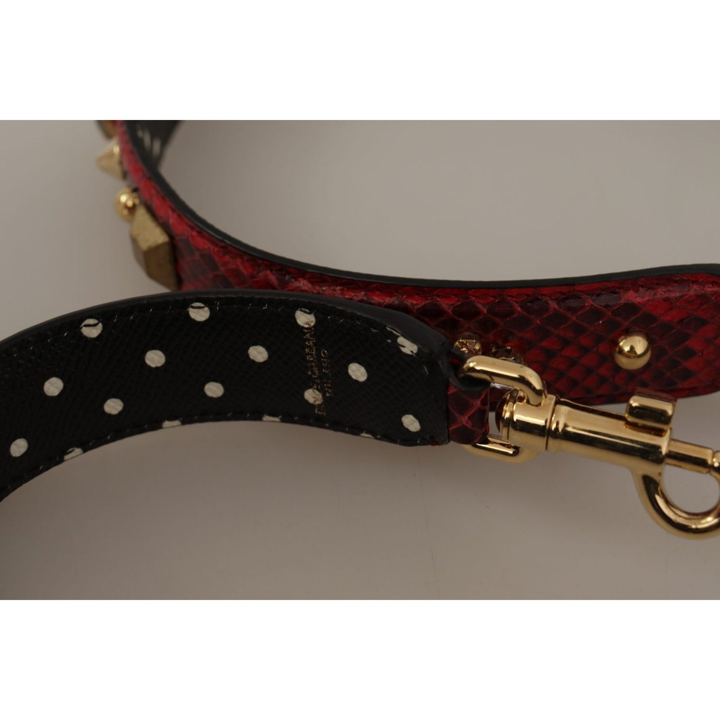 Dolce & Gabbana Red Python Leather Crystals Reversible Shoulder Strap Dolce & Gabbana