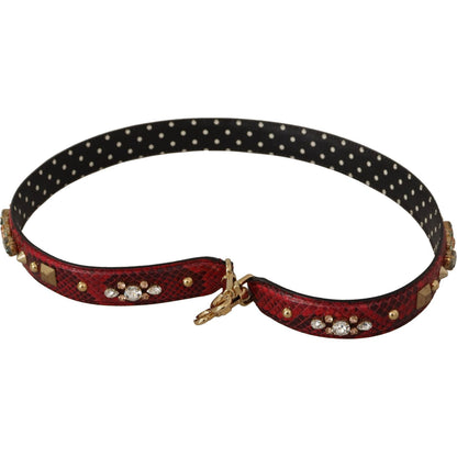 Dolce & Gabbana Red Python Leather Crystals Reversible Shoulder Strap Dolce & Gabbana