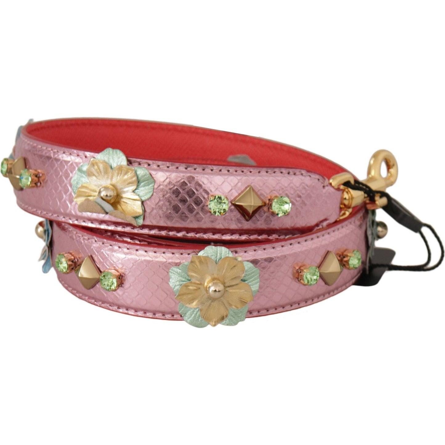 Dolce & Gabbana Metallic Pink Leather Studded Shoulder Strap Dolce & Gabbana