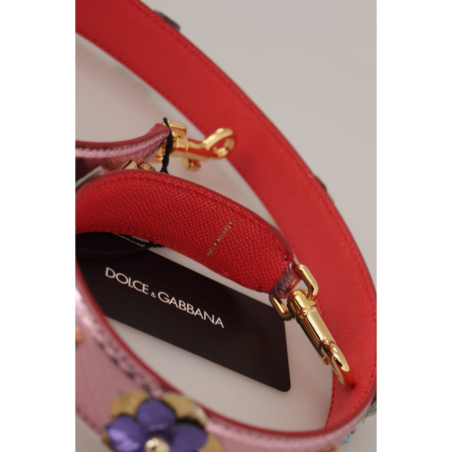 Dolce & Gabbana Metallic Pink Leather Studded Shoulder Strap Dolce & Gabbana