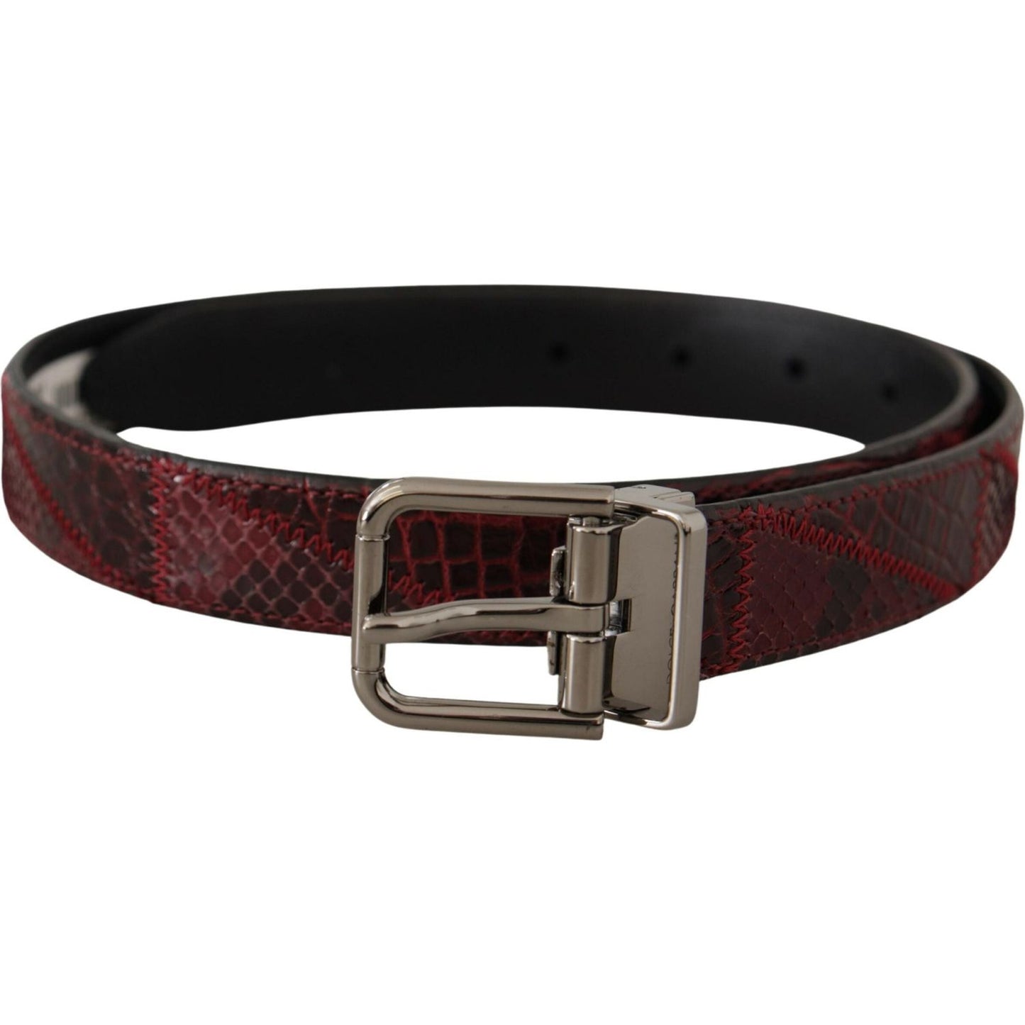 Dolce & Gabbana Red Exotic Leather Metal Logo Buckle Belt Dolce & Gabbana