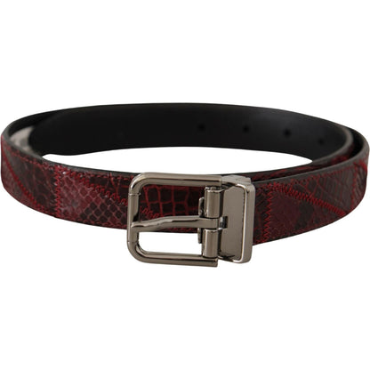 Dolce & Gabbana Red Exotic Leather Metal Logo Buckle Belt Dolce & Gabbana