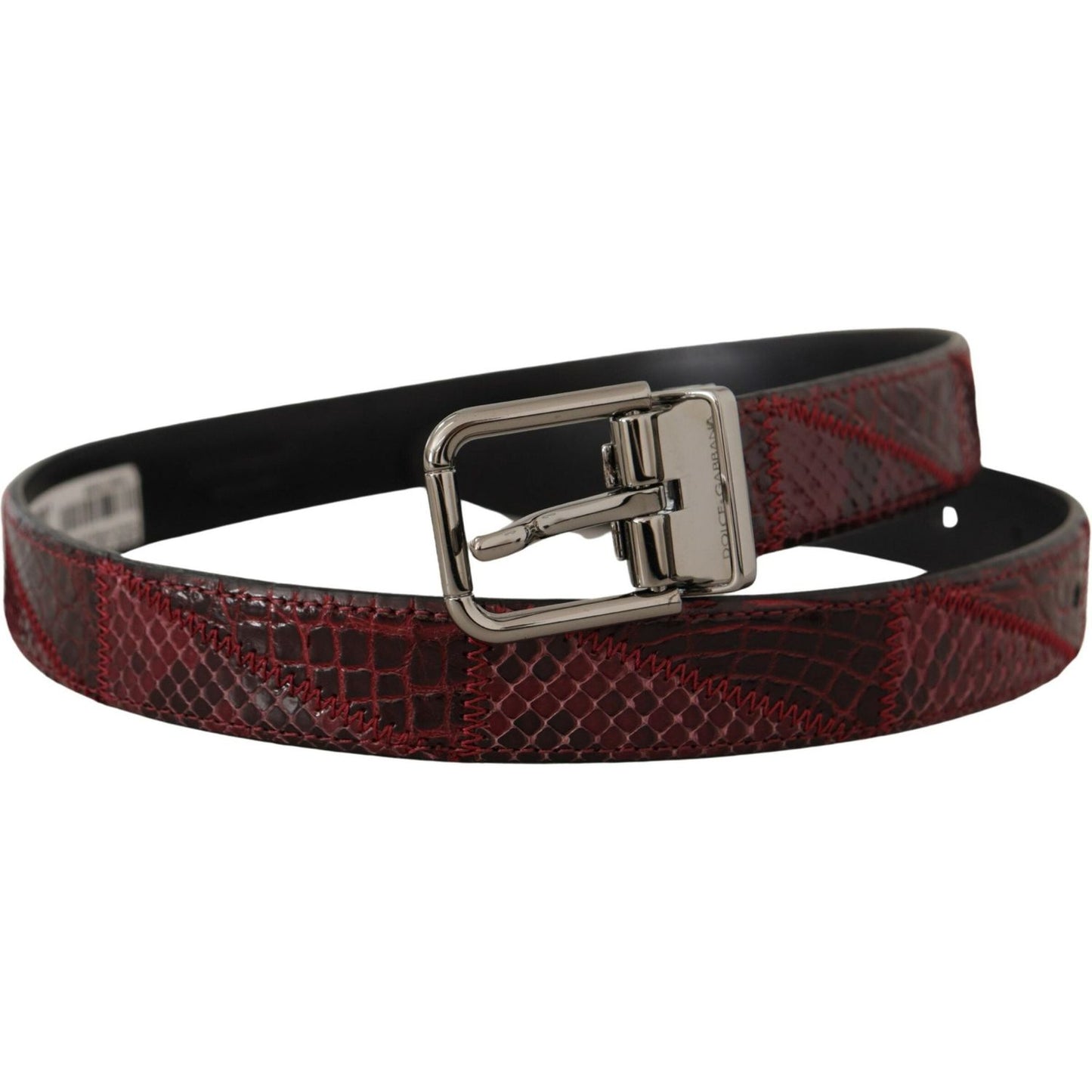 Dolce & Gabbana Red Exotic Leather Metal Logo Buckle Belt Dolce & Gabbana