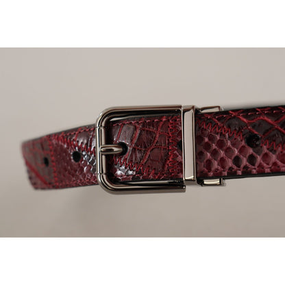 Dolce & Gabbana Red Exotic Leather Metal Logo Buckle Belt Dolce & Gabbana