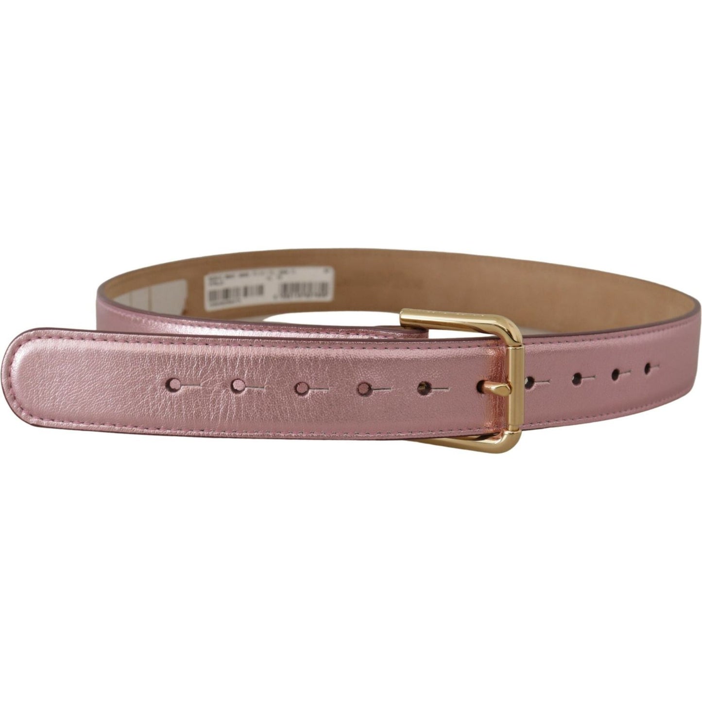 Dolce & Gabbana Metallic Pink Polished Leather Logo Metal Buckle Belt Dolce & Gabbana