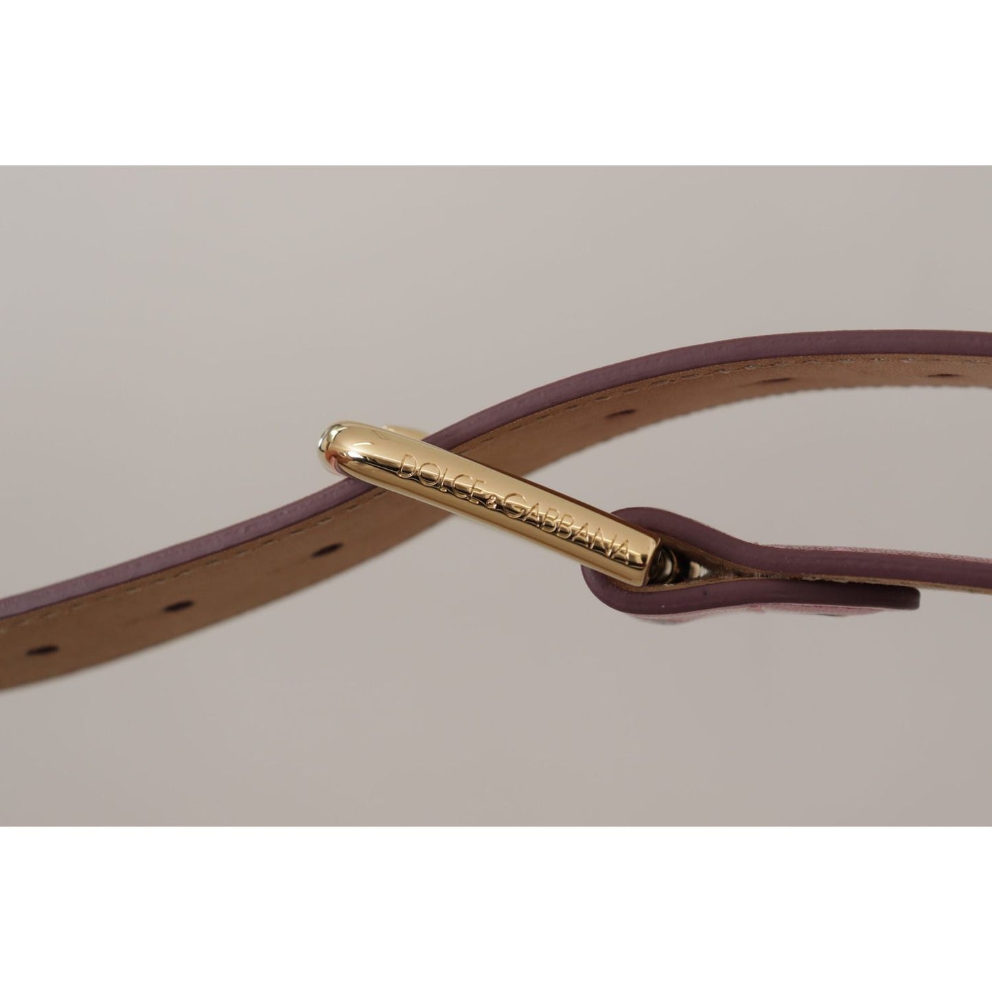 Dolce & Gabbana Metallic Pink Polished Leather Logo Metal Buckle Belt Dolce & Gabbana