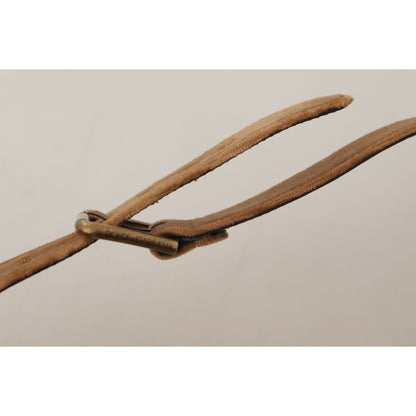 Dolce & Gabbana Brown Velvet Bronze Vintage Logo Metal Buckle Belt Dolce & Gabbana