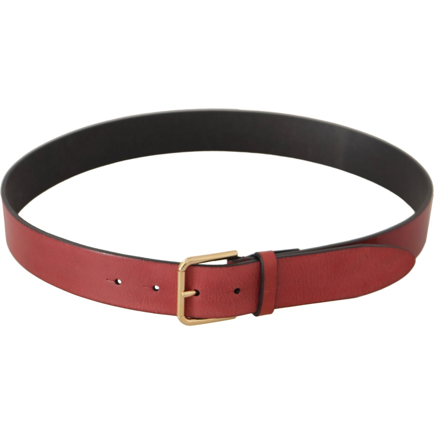 Dolce & Gabbana Red Leather Gold Logo Engraved Metal Buckle Belt Dolce & Gabbana