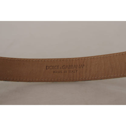 Dolce & Gabbana Blue Leather Jacquard Embossed Gold Metal Buckle Belt Dolce & Gabbana
