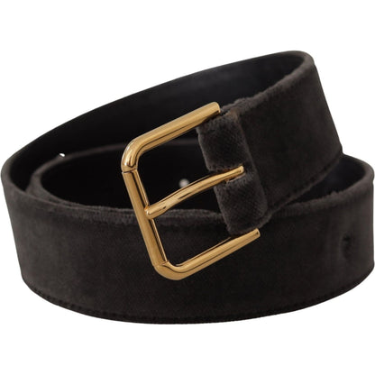 Dolce & Gabbana Brown Velvet Gold Tone Logo Metal Waist Buckle Belt Dolce & Gabbana