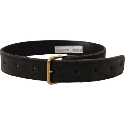 Dolce & Gabbana Brown Velvet Gold Tone Logo Metal Waist Buckle Belt Dolce & Gabbana