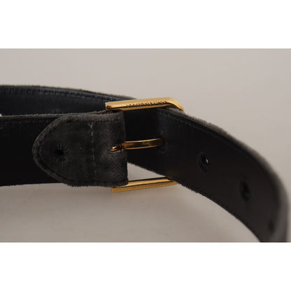 Dolce & Gabbana Brown Velvet Gold Tone Logo Metal Waist Buckle Belt Dolce & Gabbana