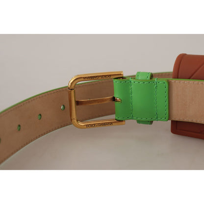 Dolce & Gabbana Green Leather Devotion Heart Micro Bag Headphones Belt Dolce & Gabbana