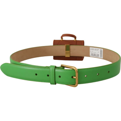 Dolce & Gabbana Green Leather Devotion Heart Micro Bag Headphones Belt Dolce & Gabbana