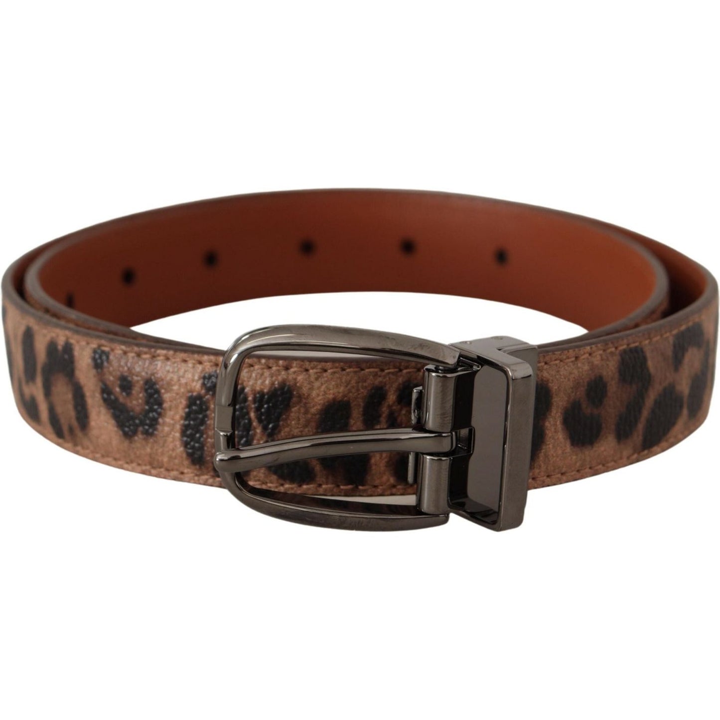 Dolce & Gabbana Brown Leopard Embossed Leather Buckle Belt Dolce & Gabbana