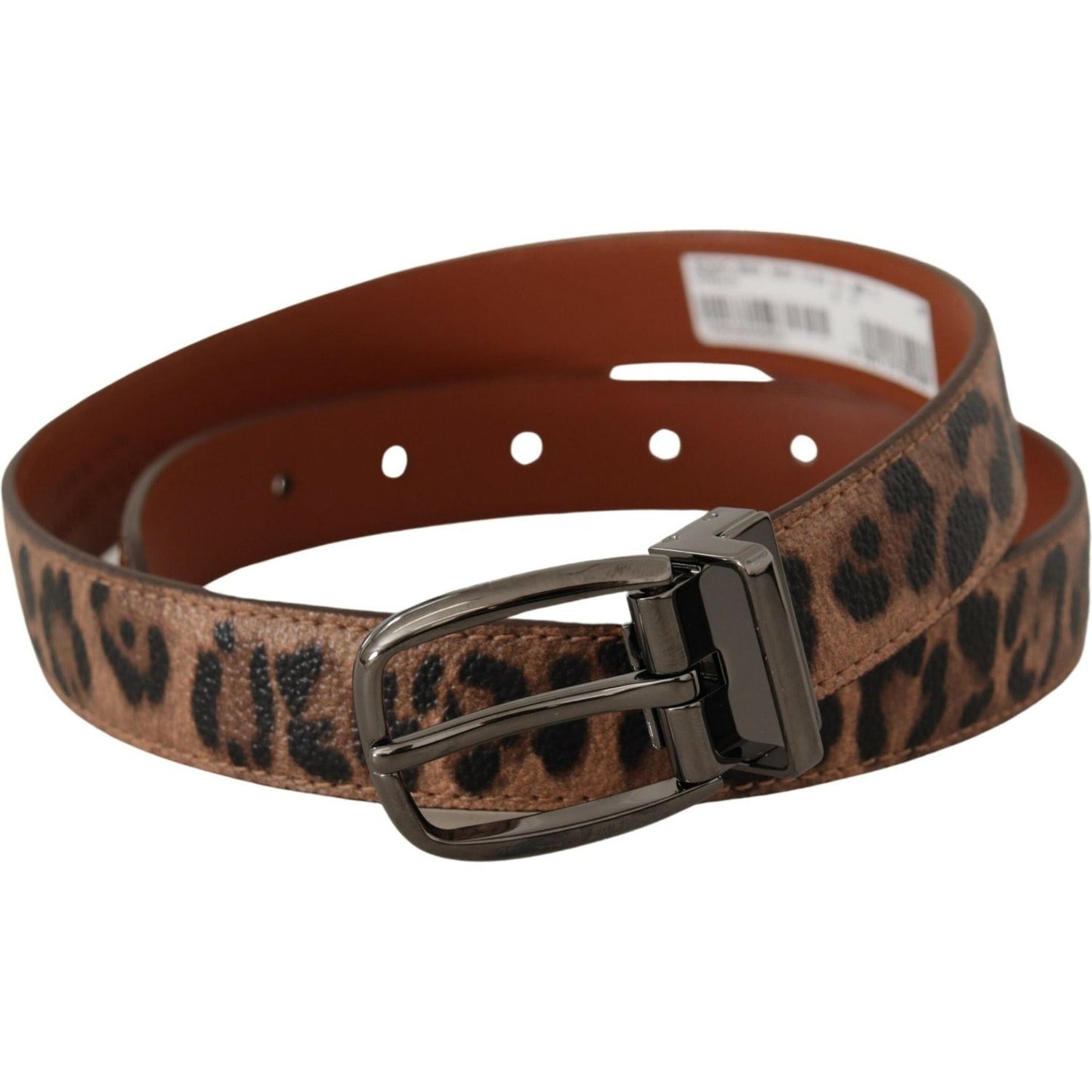 Dolce & Gabbana Brown Leopard Embossed Leather Buckle Belt Dolce & Gabbana
