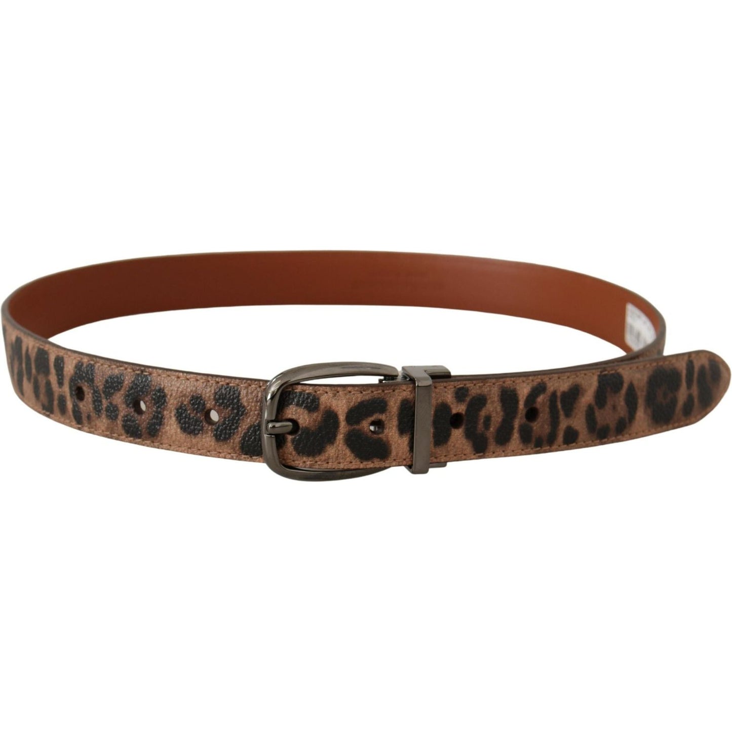 Dolce & Gabbana Brown Leopard Embossed Leather Buckle Belt Dolce & Gabbana