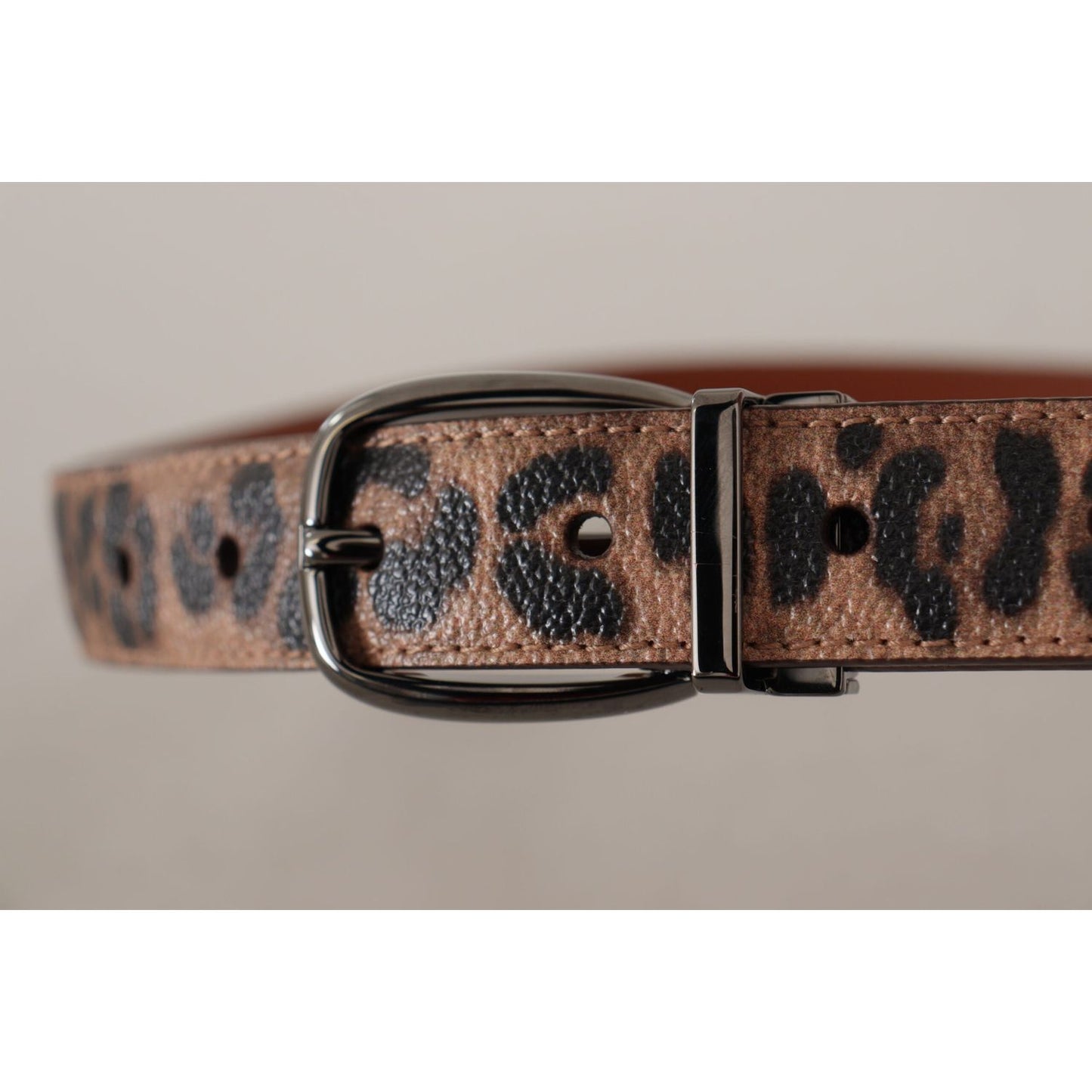 Dolce & Gabbana Brown Leopard Embossed Leather Buckle Belt Dolce & Gabbana