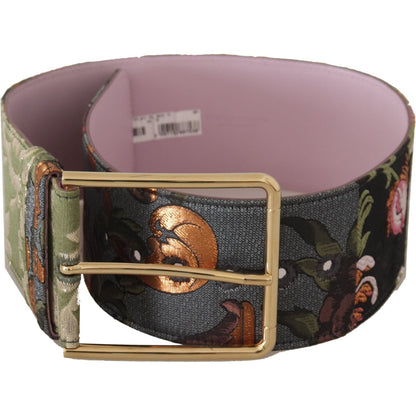 Dolce & Gabbana Multicolor Leather Embroidered Gold Metal Buckle Belt Dolce & Gabbana