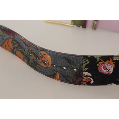 Dolce & Gabbana Multicolor Leather Embroidered Gold Metal Buckle Belt Dolce & Gabbana