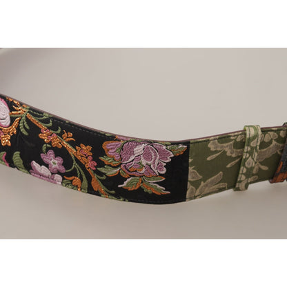 Dolce & Gabbana Multicolor Leather Embroidered Gold Metal Buckle Belt Dolce & Gabbana