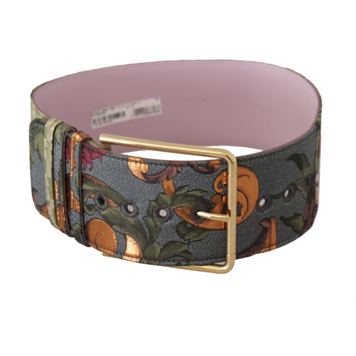 Dolce & Gabbana Multicolor Leather Embroidered Gold Metal Buckle Belt Dolce & Gabbana